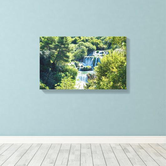 Waterval in het Nationaal Park Krka - Dalmatia, Kr Canvas Afdruk (Insitu (Houten vloer))