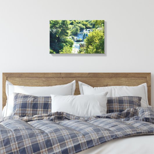 Waterval in het Nationaal Park Krka - Dalmatia, Kr Canvas Afdruk (Insitu (Slaapkamer))