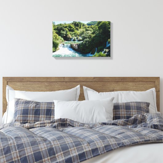 Waterval in het Nationaal Park Krka - Dalmatia, Kr Canvas Afdruk (Insitu (Slaapkamer))
