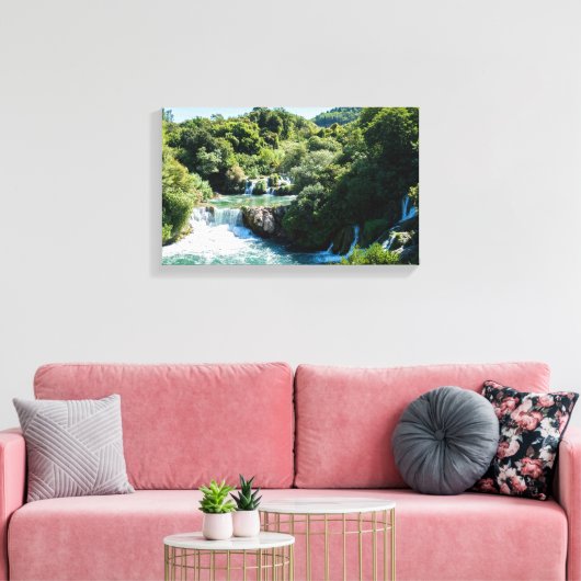 Waterval in het Nationaal Park Krka - Dalmatia, Kr Canvas Afdruk (Insitu (Woonkamer))