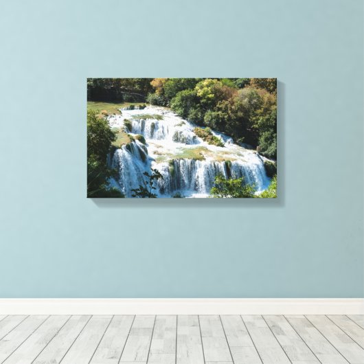 Waterval in het Nationaal Park Krka - Dalmatia, Kr Canvas Afdruk (Insitu (Houten vloer))
