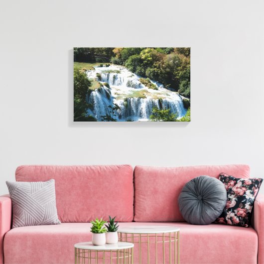 Waterval in het Nationaal Park Krka - Dalmatia, Kr Canvas Afdruk (Insitu (Woonkamer))