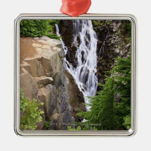Waterval in het Nationaal Park Mount Rainier Metalen Ornament (Voorkant)