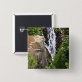 Waterval in het Nationaal Park Mount Rainier Vierkante Button 5,1 Cm (Voorkant /achterkant)