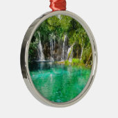 Waterval in het Nationaal Park Plitvice in Kroatië Metalen Ornament (Rechts)