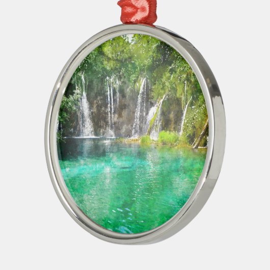 Waterval in het Nationaal Park Plitvice in Kroatië Metalen Ornament (Links)