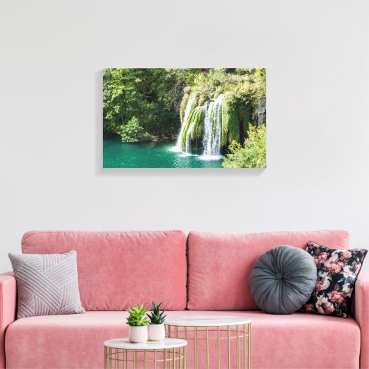 Waterval in het Nationaal Park Plitvice - Kroatië Canvas Afdruk (Insitu (Woonkamer))