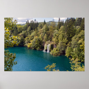 Waterval in het Nationaal Park Plitvice - Kroatië Poster