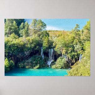 Waterval in het Nationaal Park Plitvice - Kroatië Poster