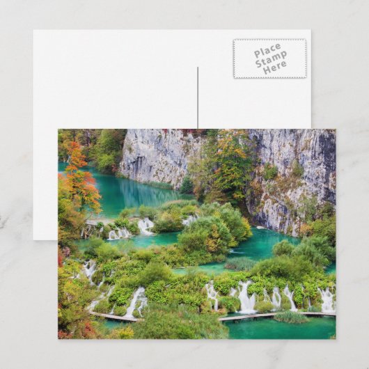 Waterval in het Nationaal Park van de meren van Pl Briefkaart (Voorkant / Achterkant)