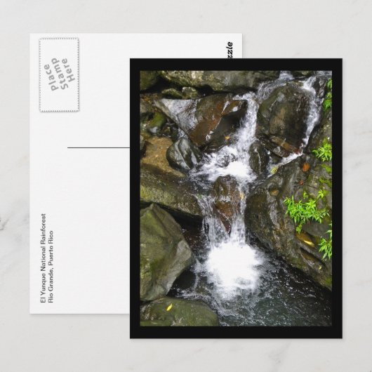 Waterval in het Nationaal Rainwoud El Yunque Briefkaart (Voorkant / Achterkant)