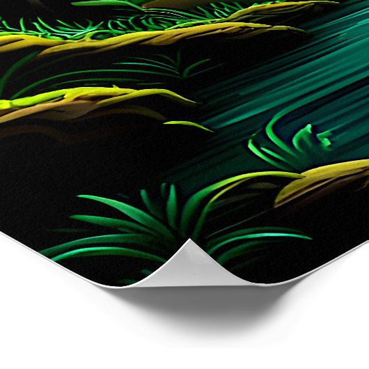 Waterval in het Oerwoud Poster (Hoek)