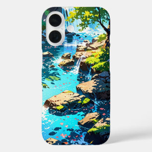 Waterval in het voorjaarsbos iPhone 16 hoesje