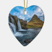 Waterval in IJsland Europa Keramisch Ornament (Links)