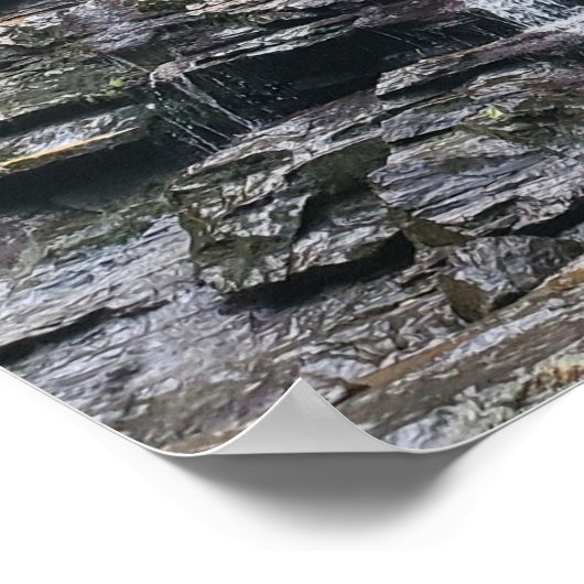 Waterval in Lente Groene Bos Poster (Hoek)