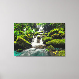 Waterval in Oerwoud   Phu Tub Berk Mountain Canvas Afdruk