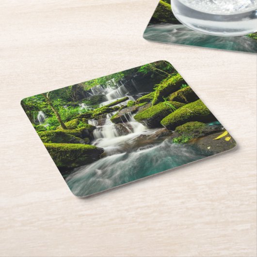 Waterval in Oerwoud | Phu Tub Berk Mountain Kartonnen Onderzetters (Schuin)
