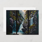 Waterval in oliesprenten - briefkaart van drieptyc (Voorkant / Achterkant)