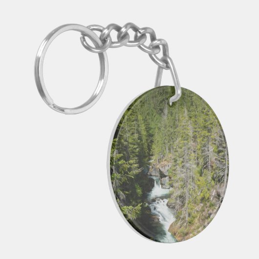 Waterval in Olympisch Nationaal Bos Sleutelhanger (Voorkant Links)