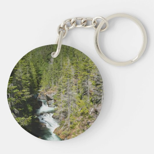 Waterval in Olympisch Nationaal Bos Sleutelhanger (Achterkant)