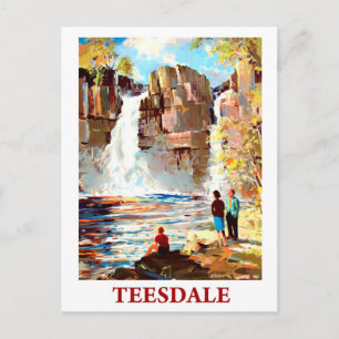 Waterval in Teesdale, Engeland, vintage reis Briefkaart