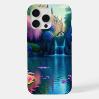 Waterval in vijver met bloemen