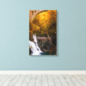 Waterval in Vintgar Gorge canyon in het najaar Canvas Afdruk (Insitu (Houten vloer))