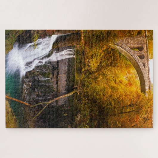 Waterval in Vintgar Gorge canyon in het najaar Legpuzzel (Horizontaal)