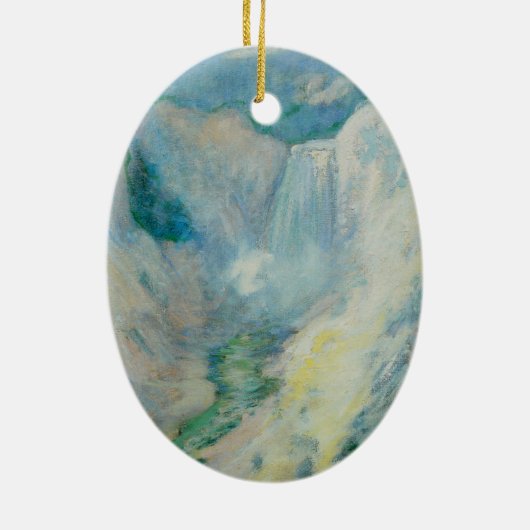 Waterval in Yellowstone door Tman,  kunst Keramisch Ornament (Achterkant)