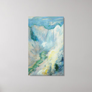 Waterval in Yellowstone door Twachtman, Vintage Ku Canvas Afdruk