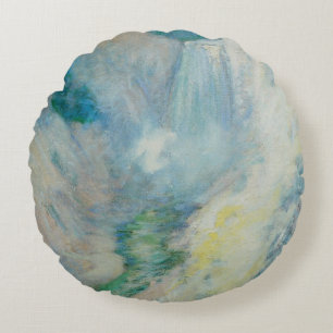Waterval in Yellowstone door Twachtman, Vintage Ku Rond Kussen