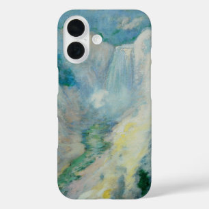 Waterval in Yellowstone van Twachtman, Vintage Kun iPhone 16 Hoesje