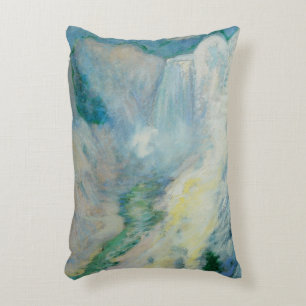 Waterval in Yellowstone van Twachtman, Vintage Kun Decoratief Kussen