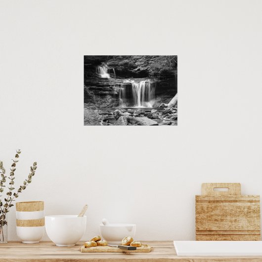 Waterval in zwart-wit afdrukken poster (Keuken)