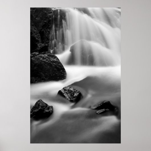 Waterval in zwart-wit, Californië Poster (Voorkant)