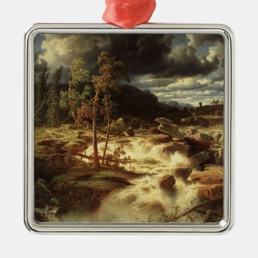 Waterval in Zweden (door Marcus Larson) Metalen Ornament (Voorkant)