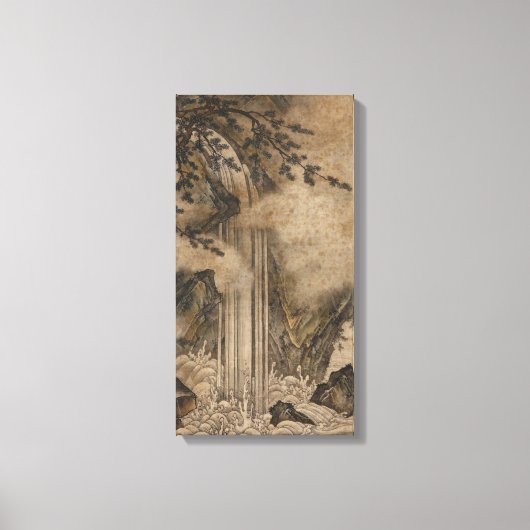 Waterval (Japanse landschapskunst) (Kano Motonobu) Canvas Afdruk (Voorkant)
