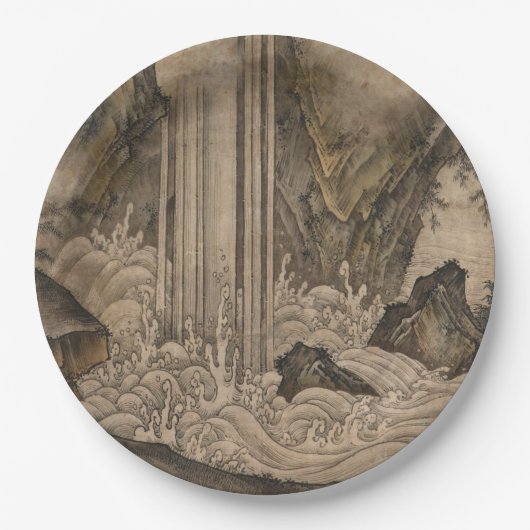 Waterval (Japanse landschapskunst) (Kano Motonobu) Papieren Bordje (Voorkant)