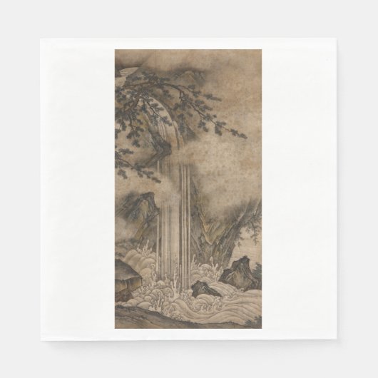 Waterval (Japanse landschapskunst) (Kano Motonobu) Servet (Voorkant)