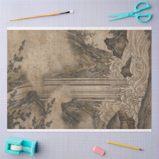 Waterval (Japanse landschapskunst) (Kano Motonobu) Tissuepapier (Craft)