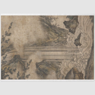 Waterval (Japanse landschapskunst) (Kano Motonobu) Tissuepapier