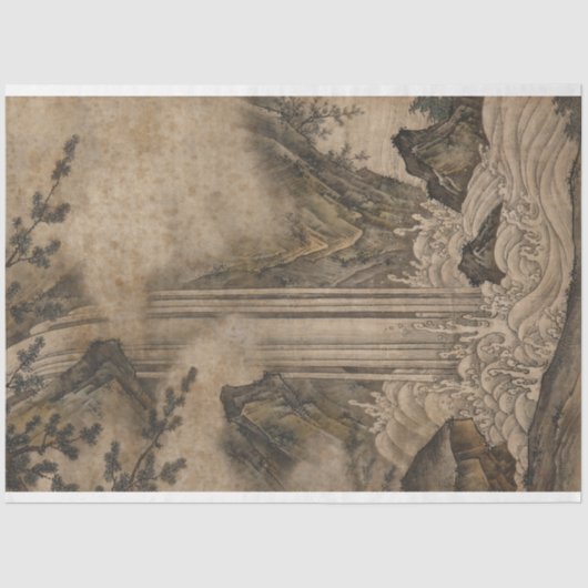 Waterval (Japanse landschapskunst) (Kano Motonobu) Tissuepapier (Voorkant)