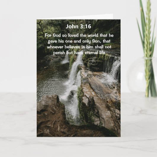 Waterval John 3:16 Bijbelvers Wenskaart Kaart (Voorkant)