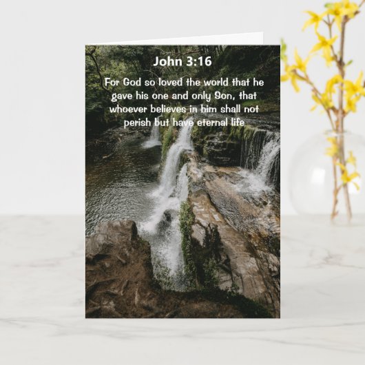 Waterval John 3:16 Bijbelvers Wenskaart Kaart (Gele Bloem)