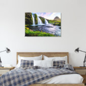 Waterval | Kirkjufellsfoss, IJsland Canvas Afdruk (Insitu (Slaapkamer))