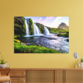 Waterval | Kirkjufellsfoss, IJsland Canvas Afdruk (Insitu (Woonkamer))