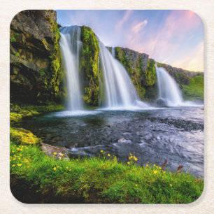 Waterval Kirkjufellsfoss, IJsland Kartonnen Onderzetters
