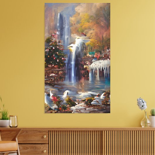 Waterval - kleurrijke Abstracte schilderdoek Canvas Afdruk (Insitu (Woonkamer))