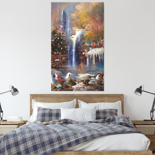 Waterval - kleurrijke Abstracte schilderdoek Canvas Afdruk (Insitu (Slaapkamer))