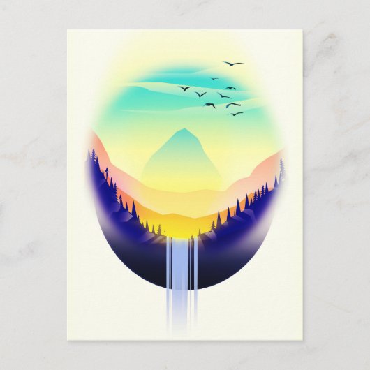 Waterval Landschap Briefkaart (Voorkant)
